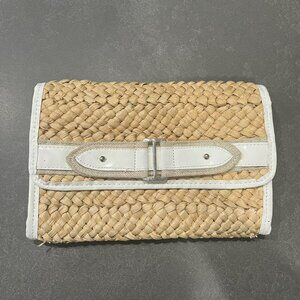 Zara Straw Clutch with white trim